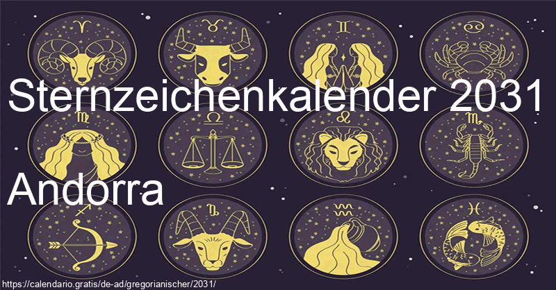 Tierkreiszeichen-Kalender 2031