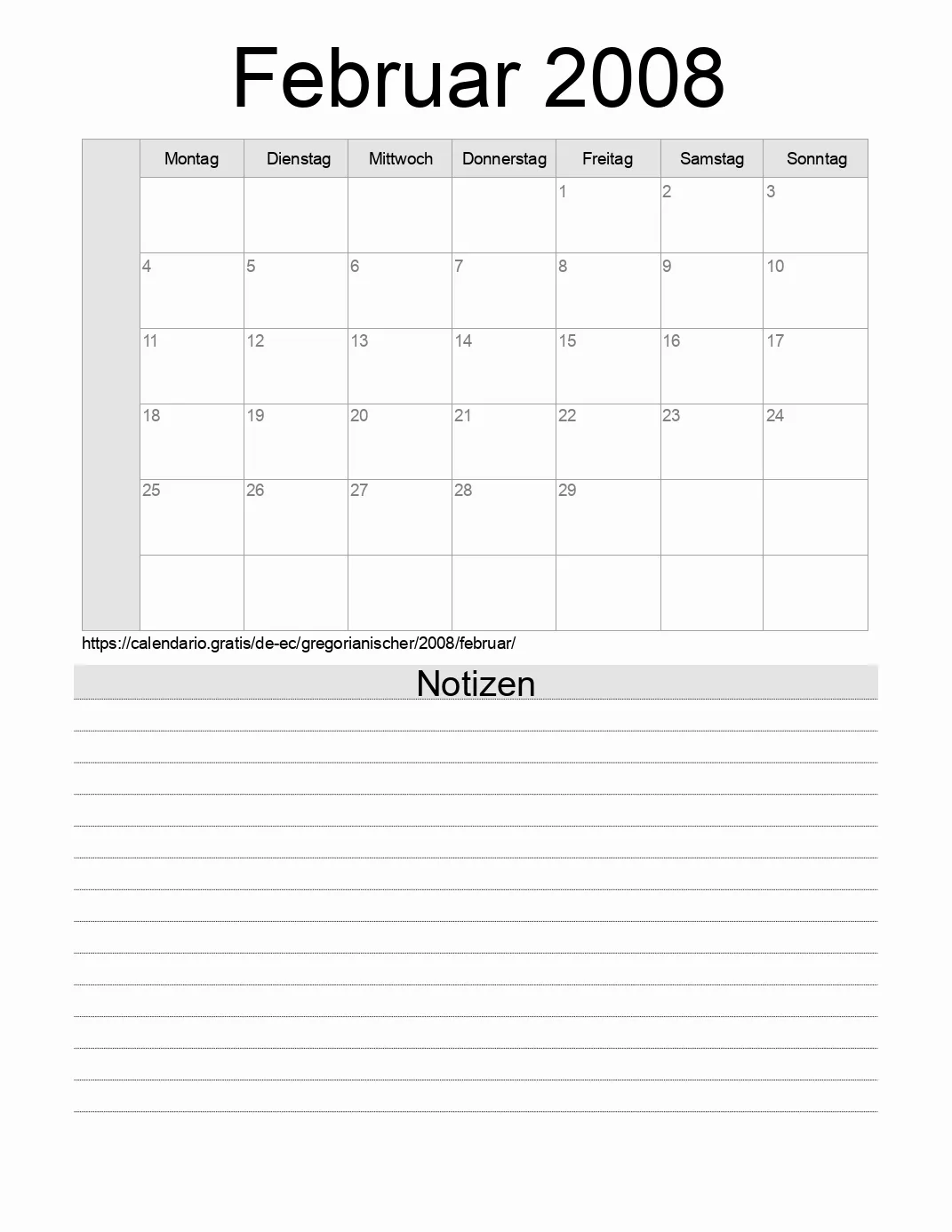 Kalender für Februar 2008 zum Drucken mit Notizen. (Ecuador) Kalender für Februar 2008 zum Drucken mit Notizen. (Ecuador)