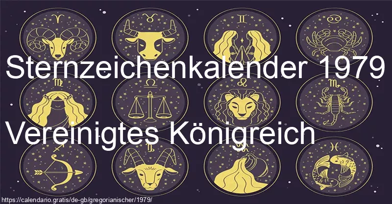 Tierkreiszeichen-Kalender 1979 (Vereinigtes Königreich)