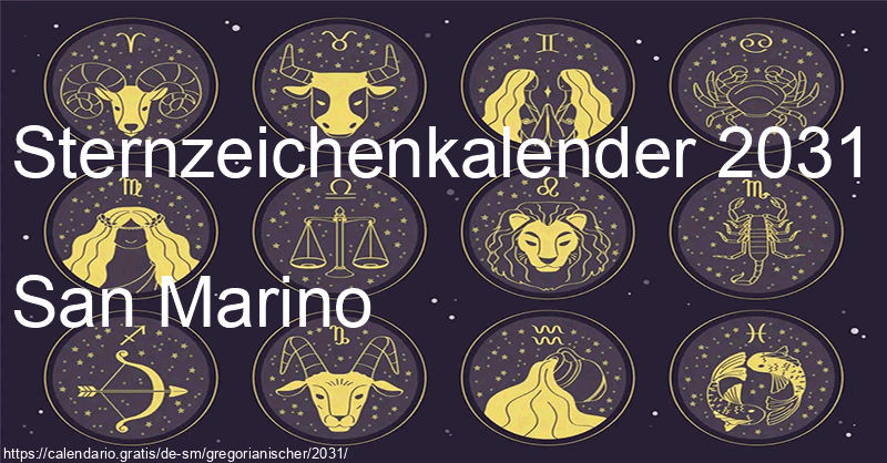 Tierkreiszeichen-Kalender 2031