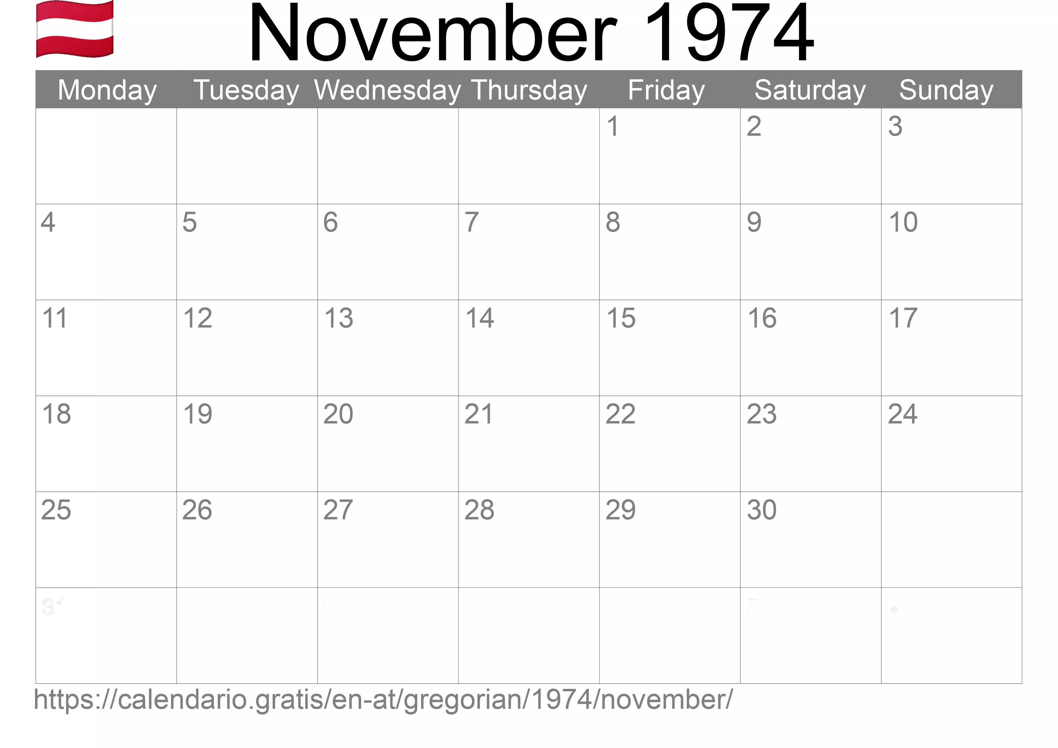 Calendar November 1974 to print (Austria)