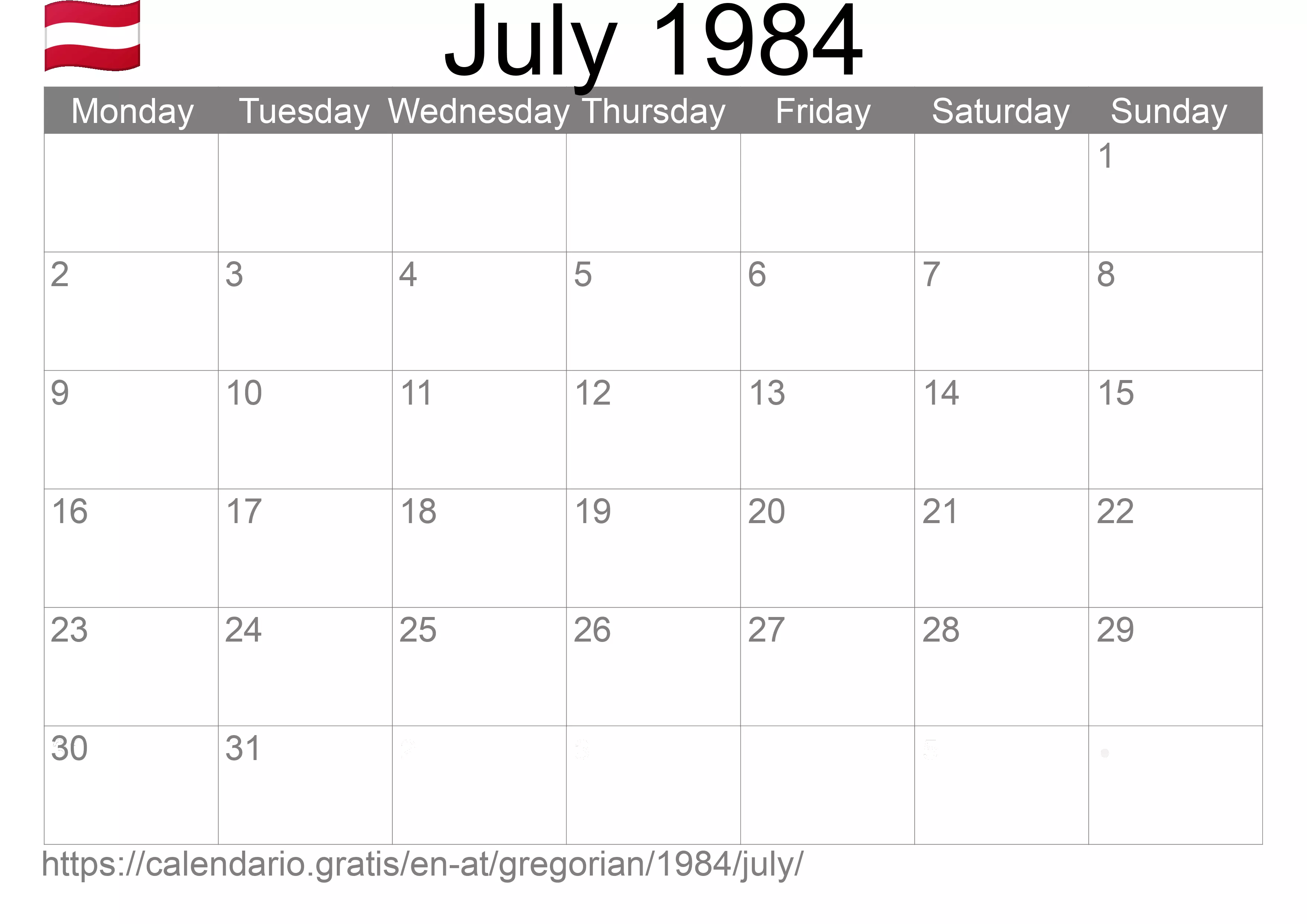 Calendar July 1984 to print (Austria)