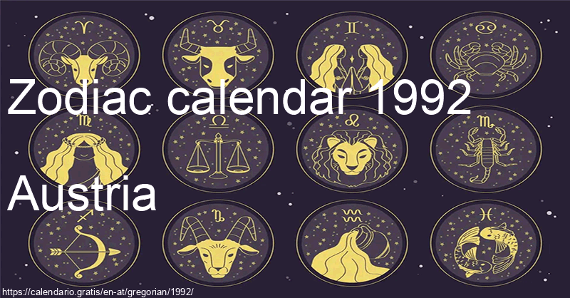 Zodiac signs calendar 1992