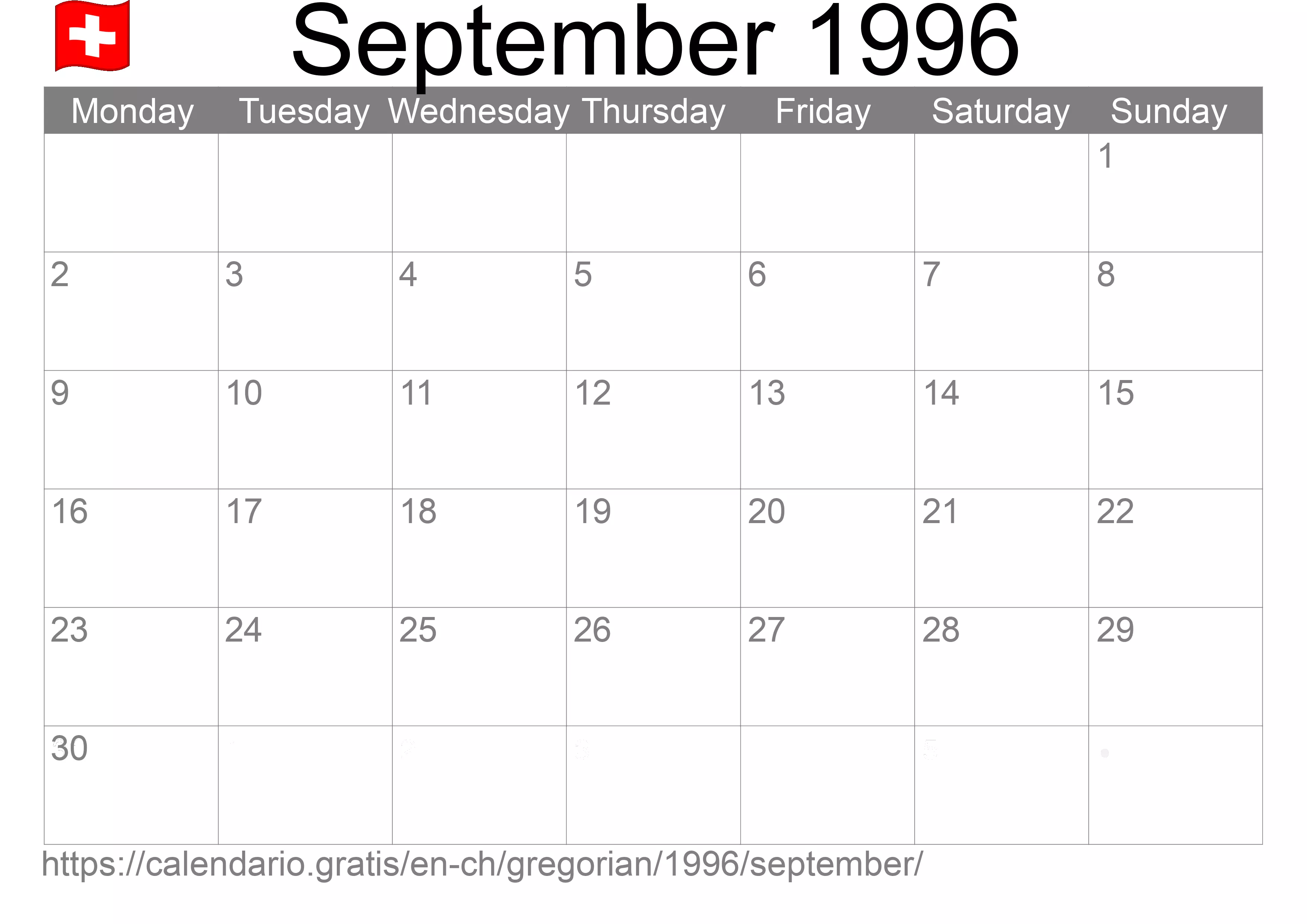 Calendar September 1996 to print (Switzerland)