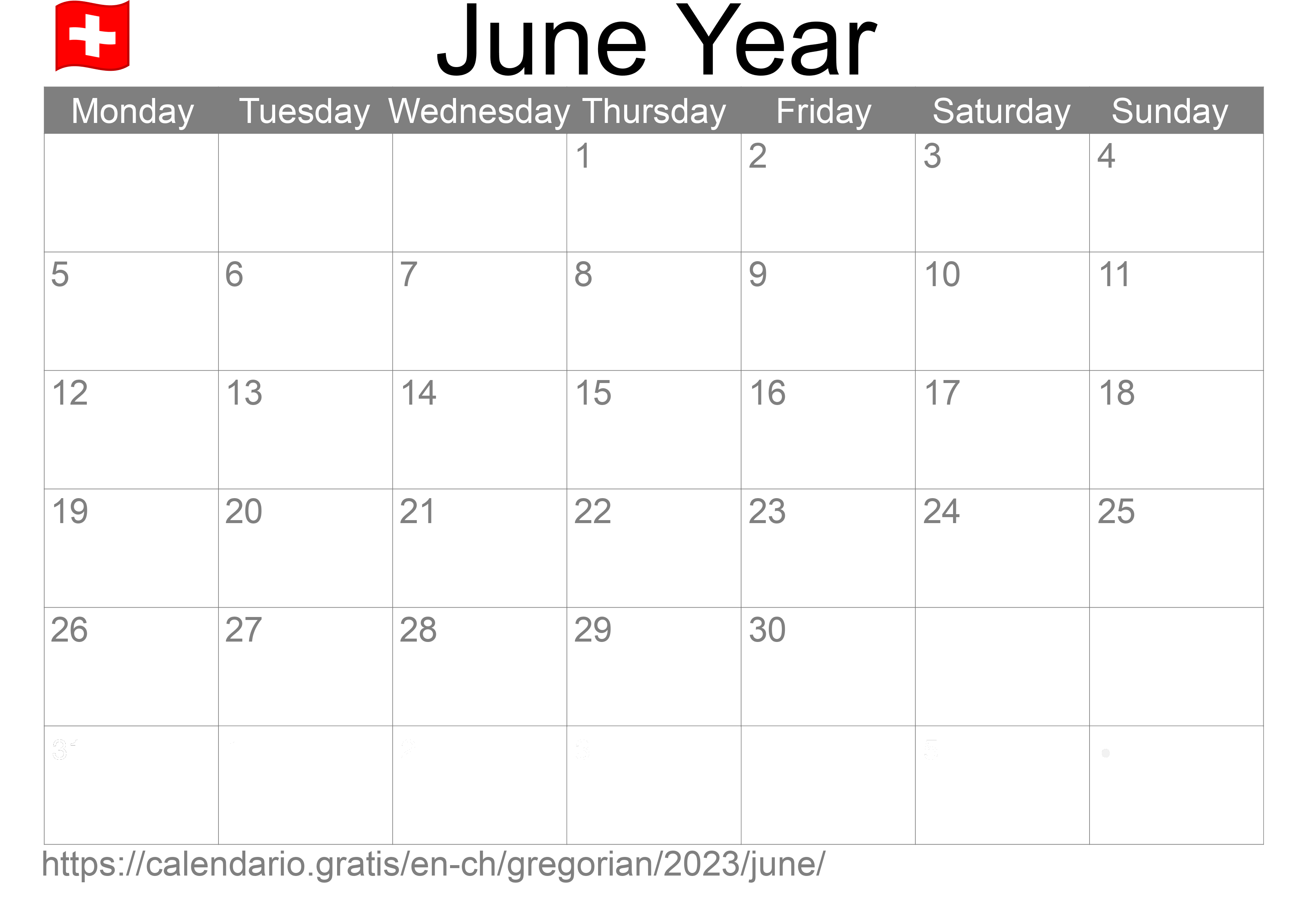 Calendar June 2023 to print