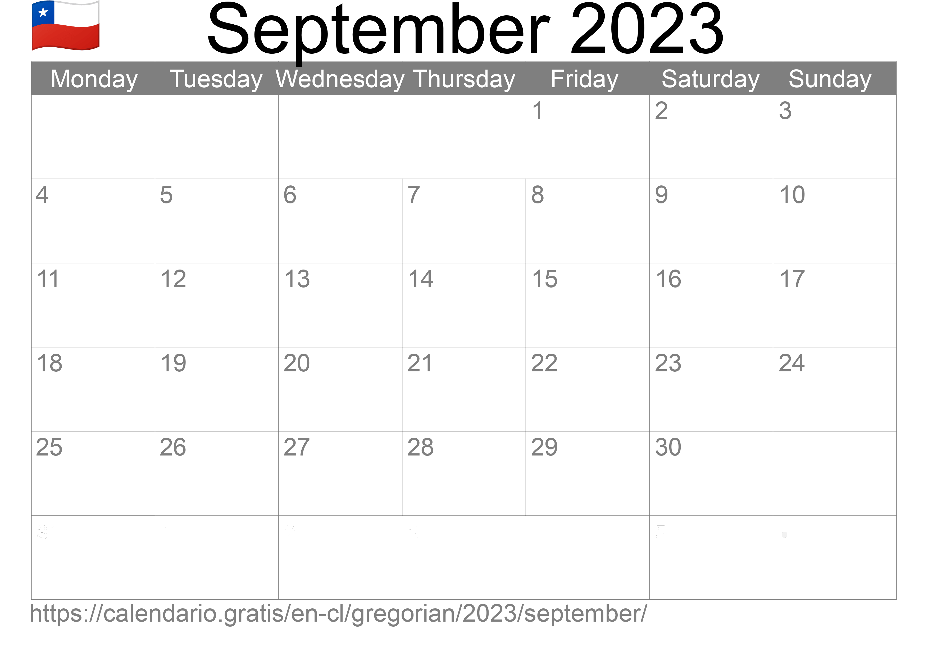 Calendar September 2023 to print