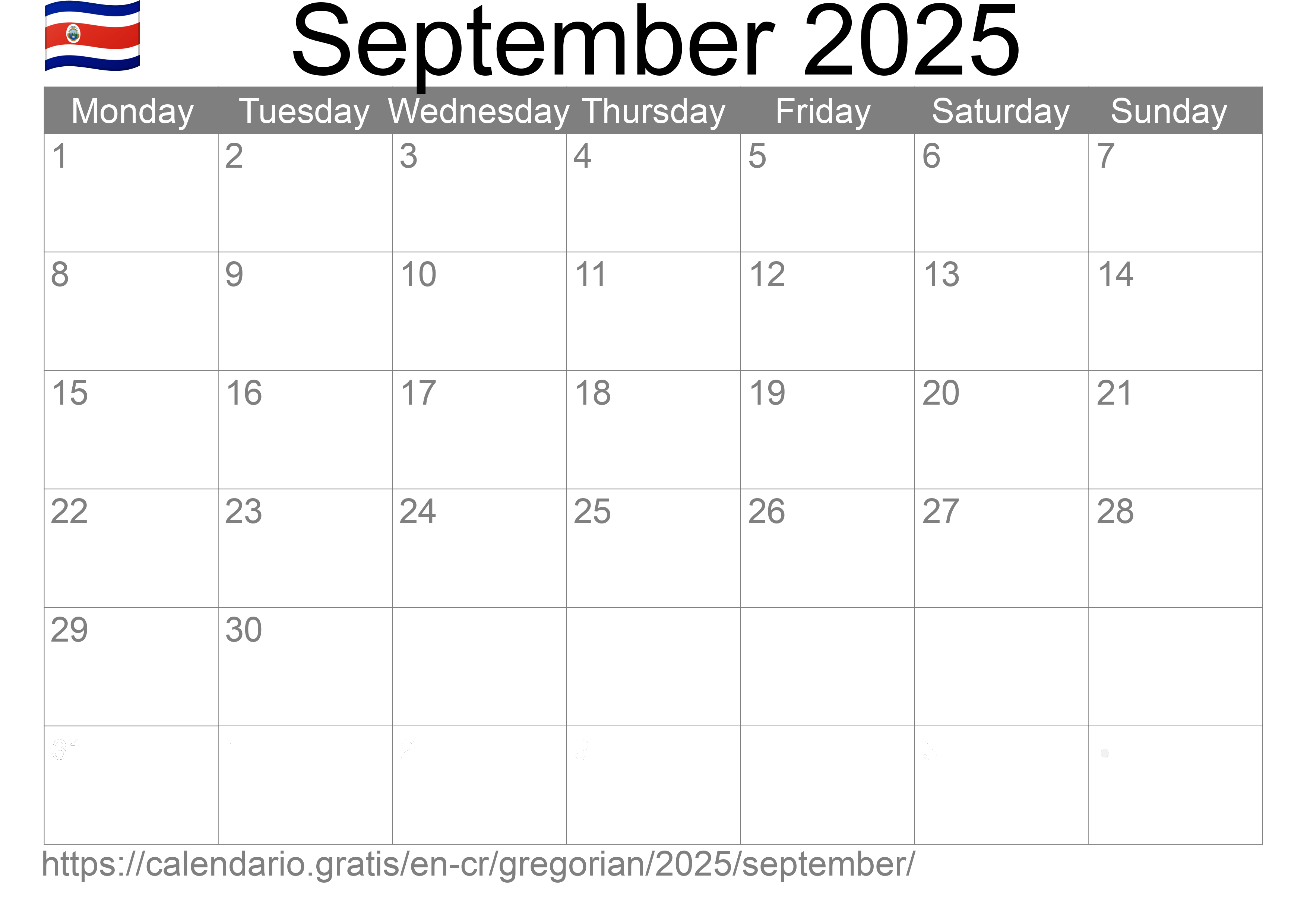 Calendar September 2025 to print