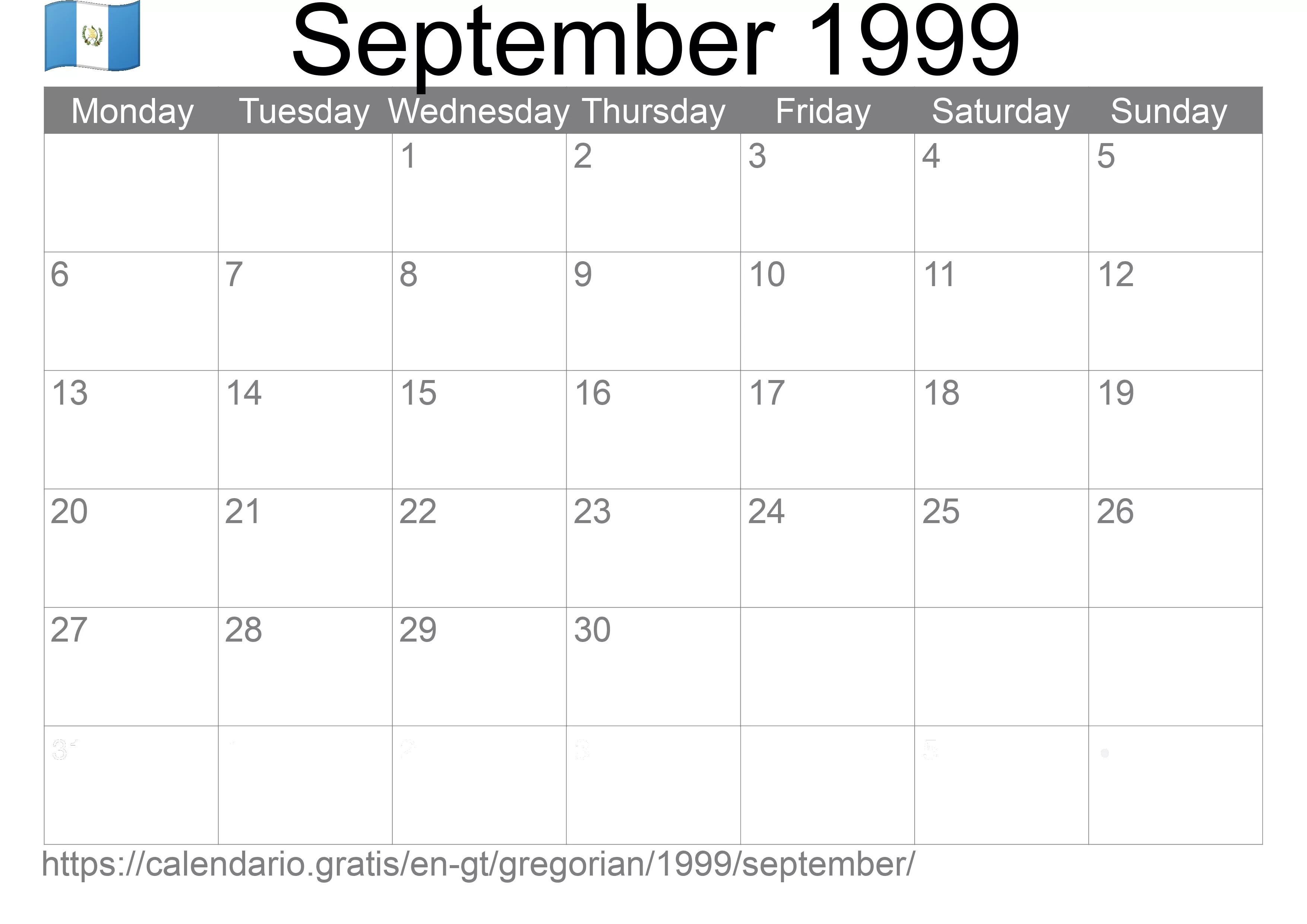 Calendar September 1999 to print (Guatemala)