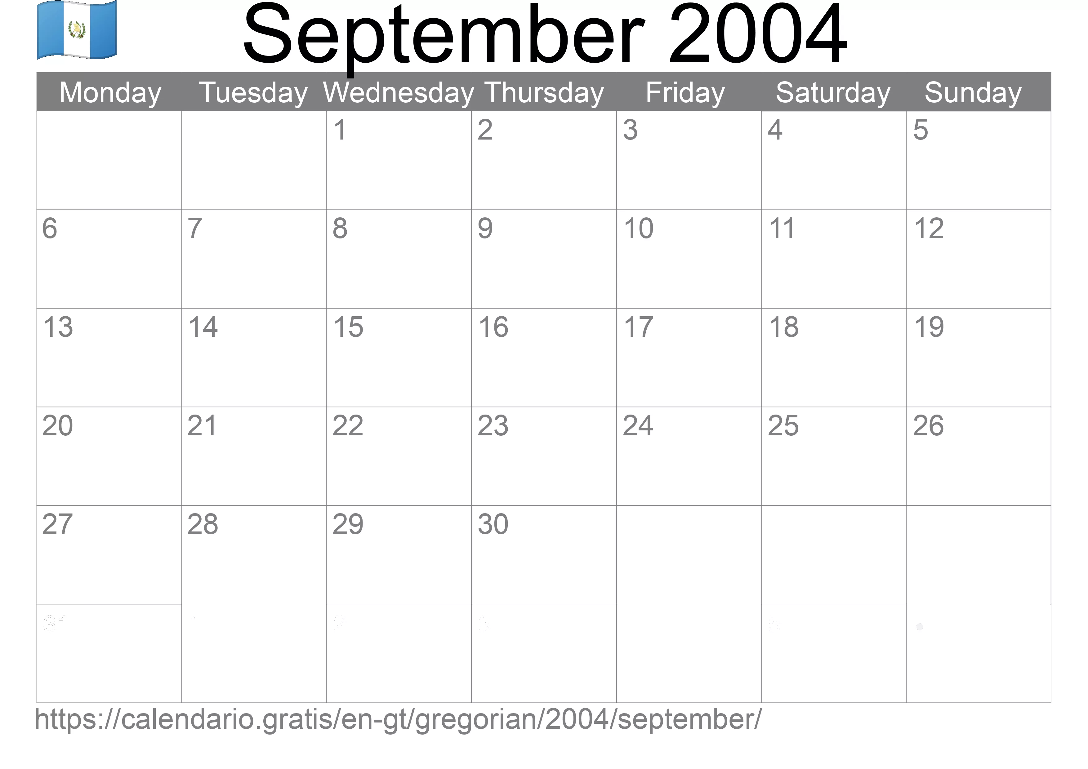 Calendar September 2004 to print (Guatemala)