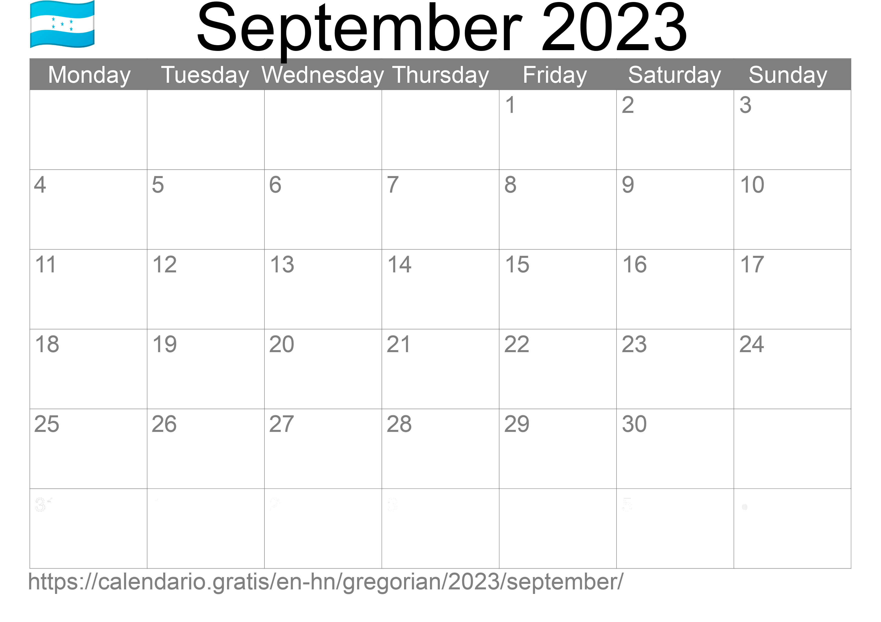 Calendar September 2023 to print