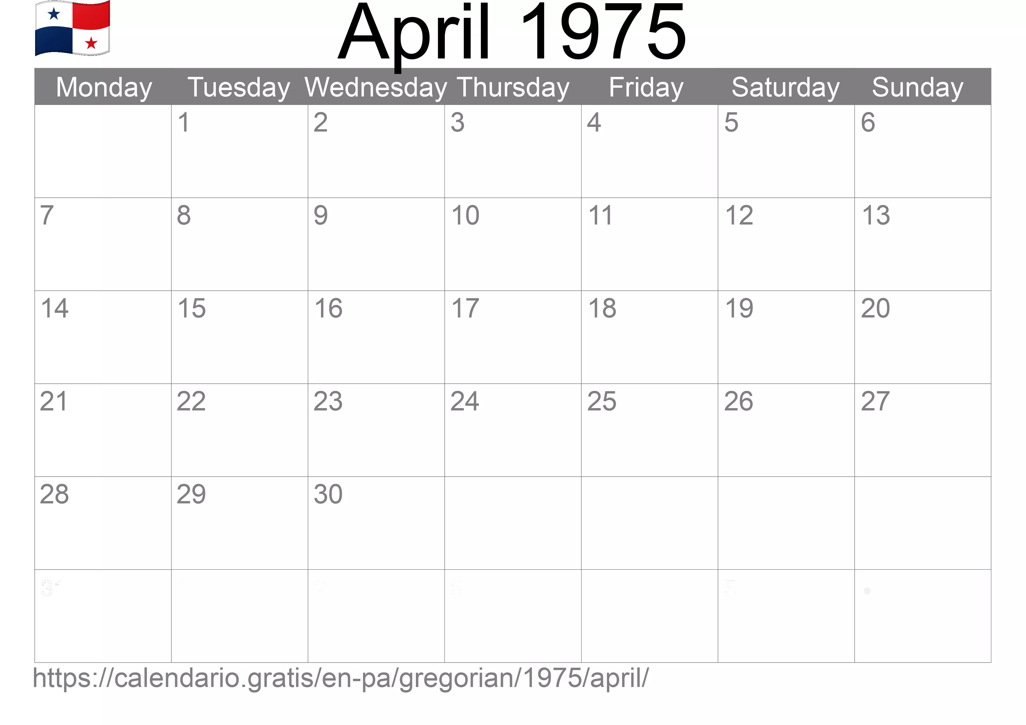 Calendar April 1975 to print (Panama)