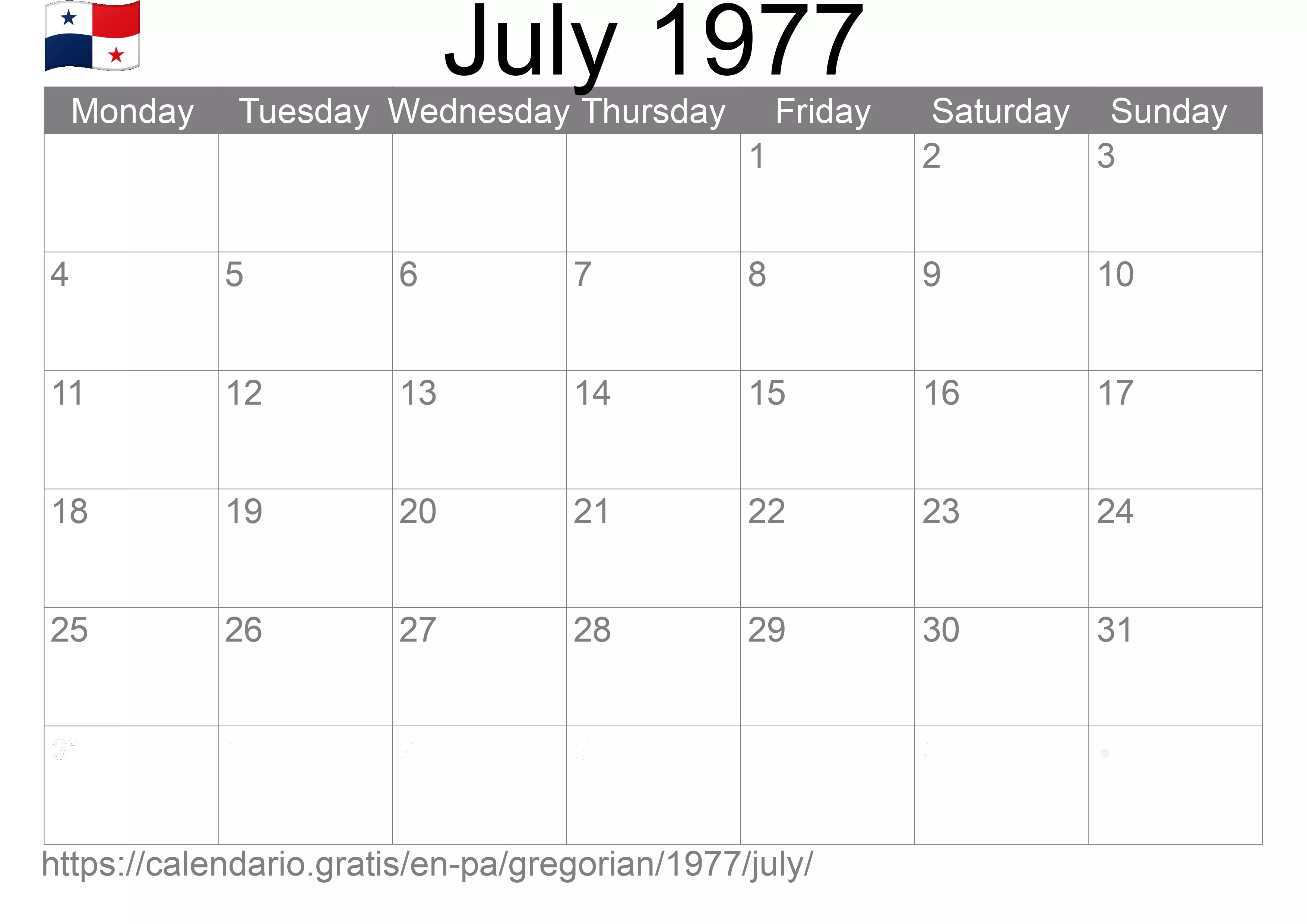 Calendar July 1977 to print (Panama)