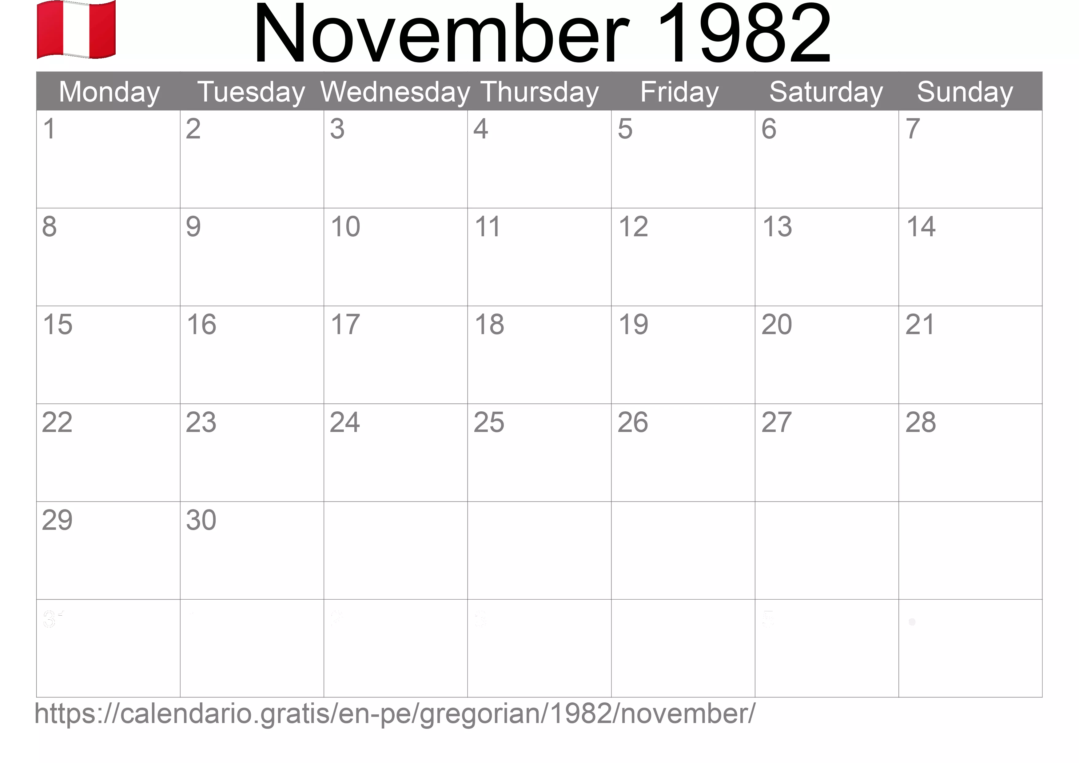 Calendar November 1982 to print (Peru)