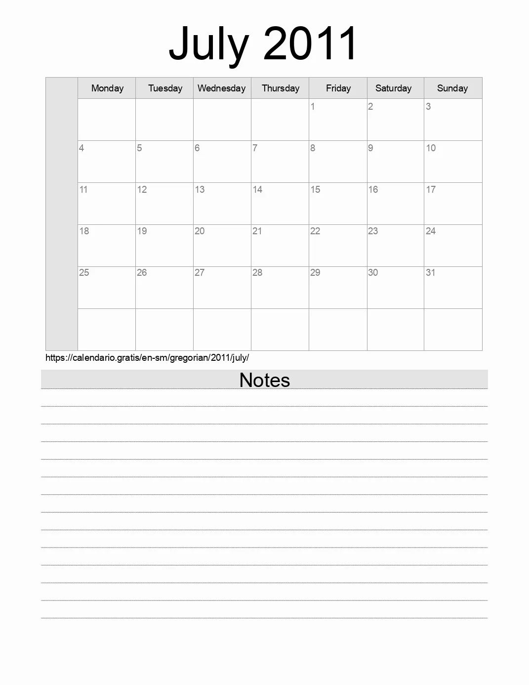 Calendar for printing with notes for 2011 July . (San Marino)