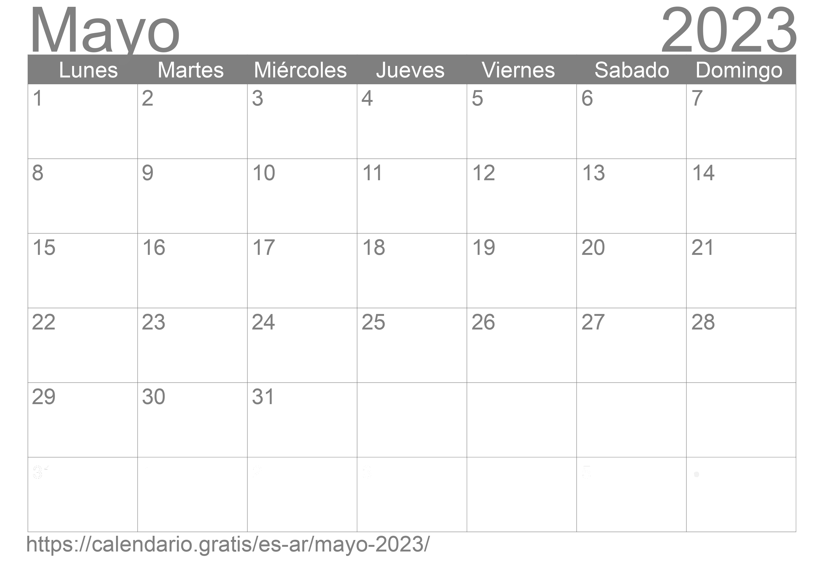 Calendario Mayo 2023 De Argentina En Español ☑️ Calendariogratis
