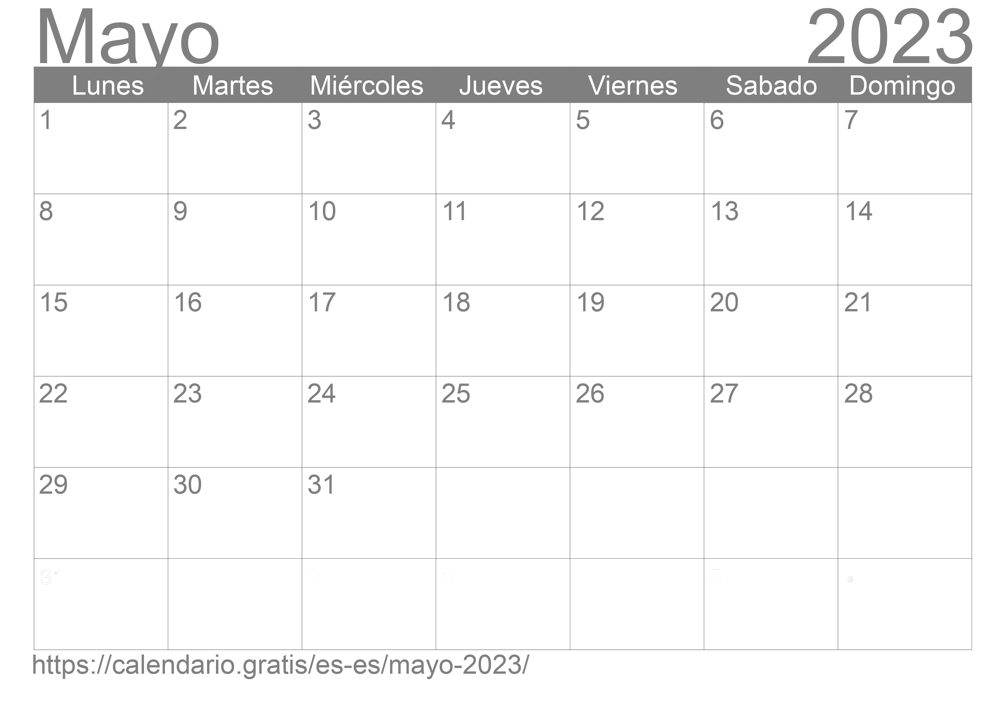 Calendario Mayo 2023 De España En Español ☑️ Calendariogratis