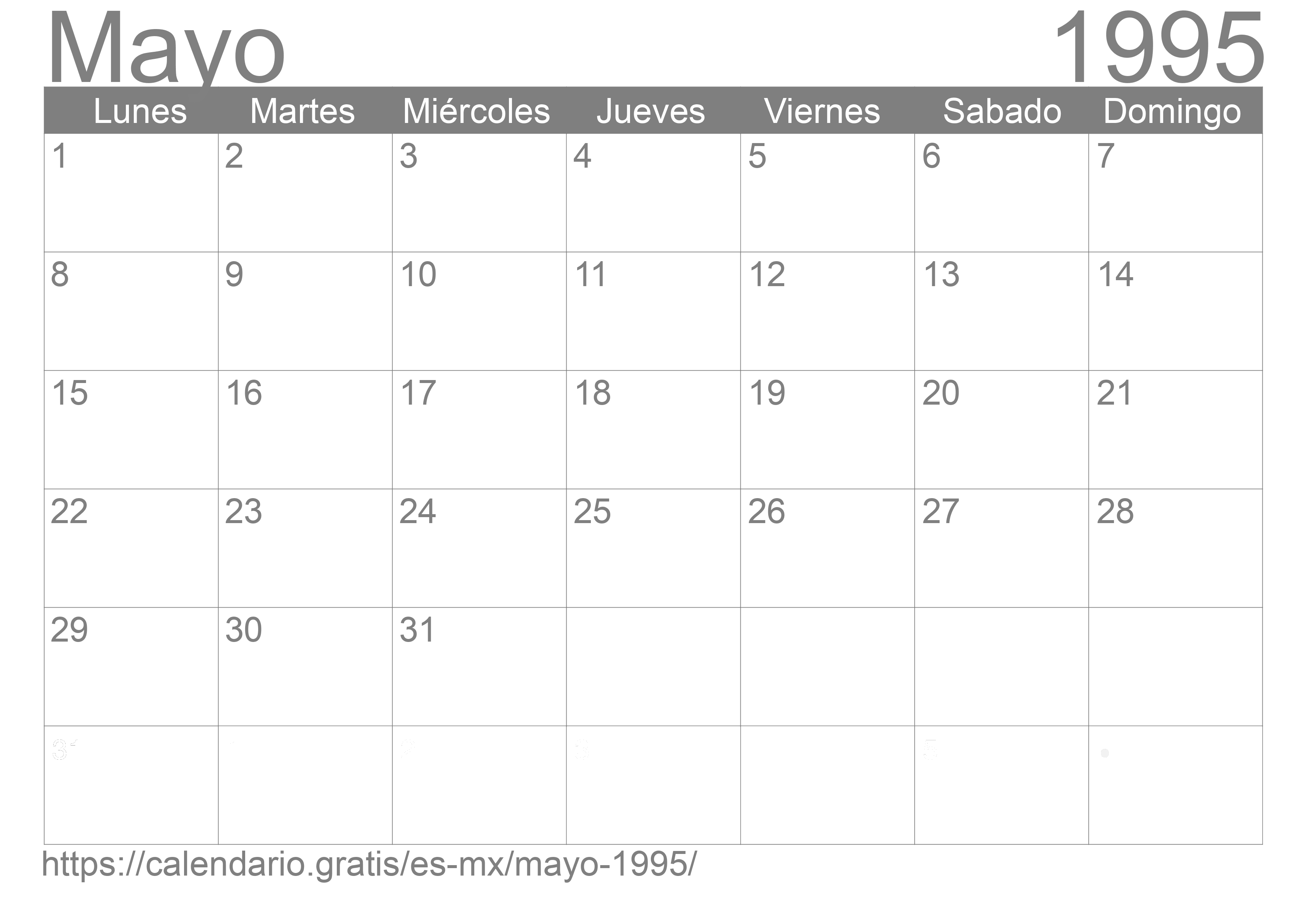 Calendario Mayo 1995 El Calendario Mayo Para Imprimir Gratis Mes Y Images And Photos Finder 3680