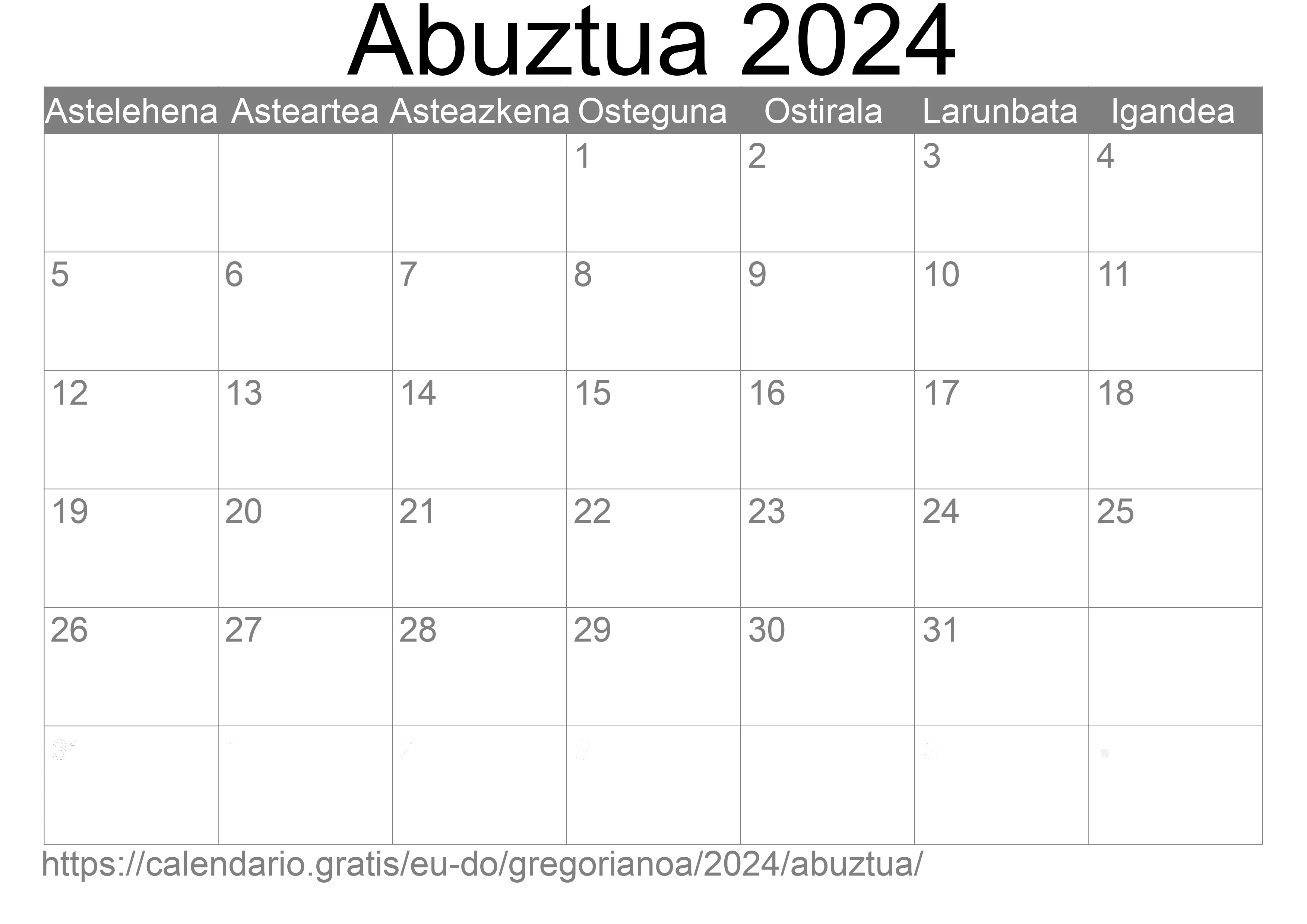 2024ko Abuztua egutegia inprimatzeko (Dominikar Errepublika) 2024ko Abuztua egutegia inprimatzeko (Dominikar Errepublika)