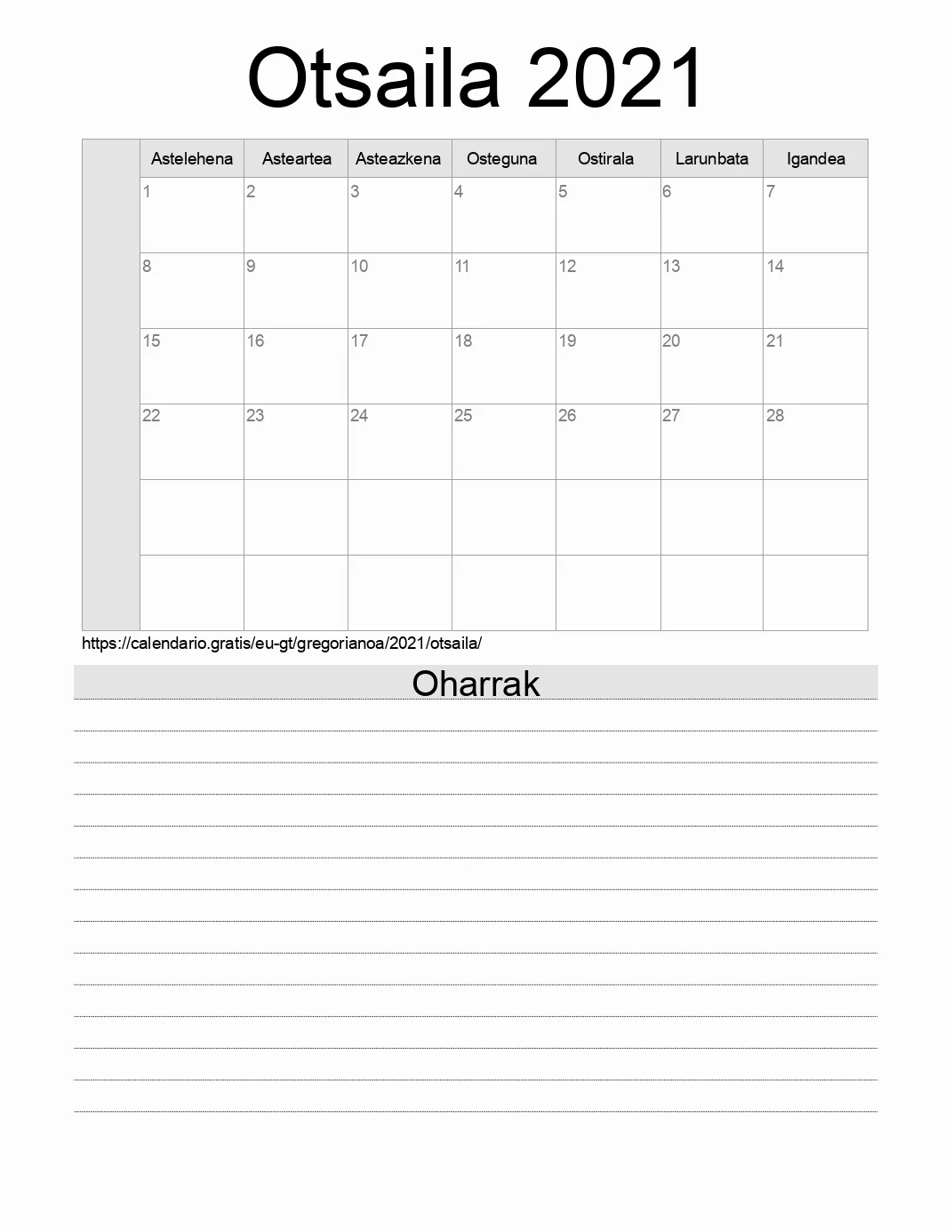 Inprimatzeko Otsaila 2021 egutegia, oharrekin. (Guatemala) Inprimatzeko Otsaila 2021 egutegia, oharrekin. (Guatemala)