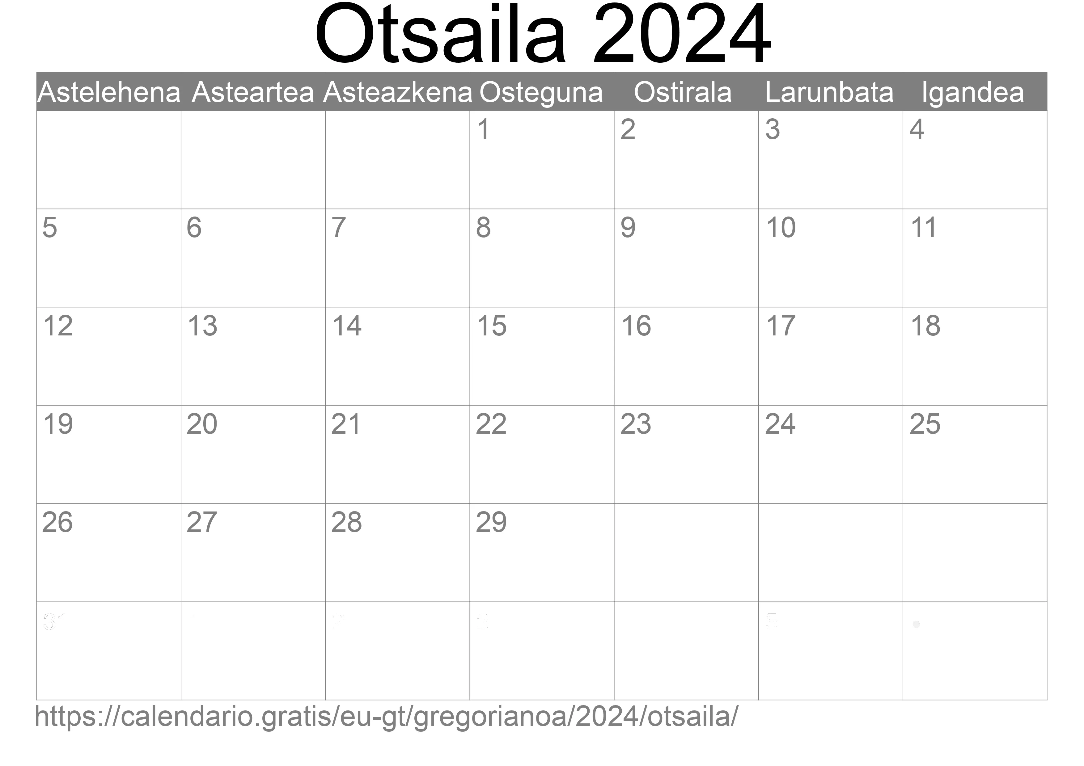 2024ko Otsaila egutegia inprimatzeko (Guatemala) 2024ko Otsaila egutegia inprimatzeko (Guatemala)