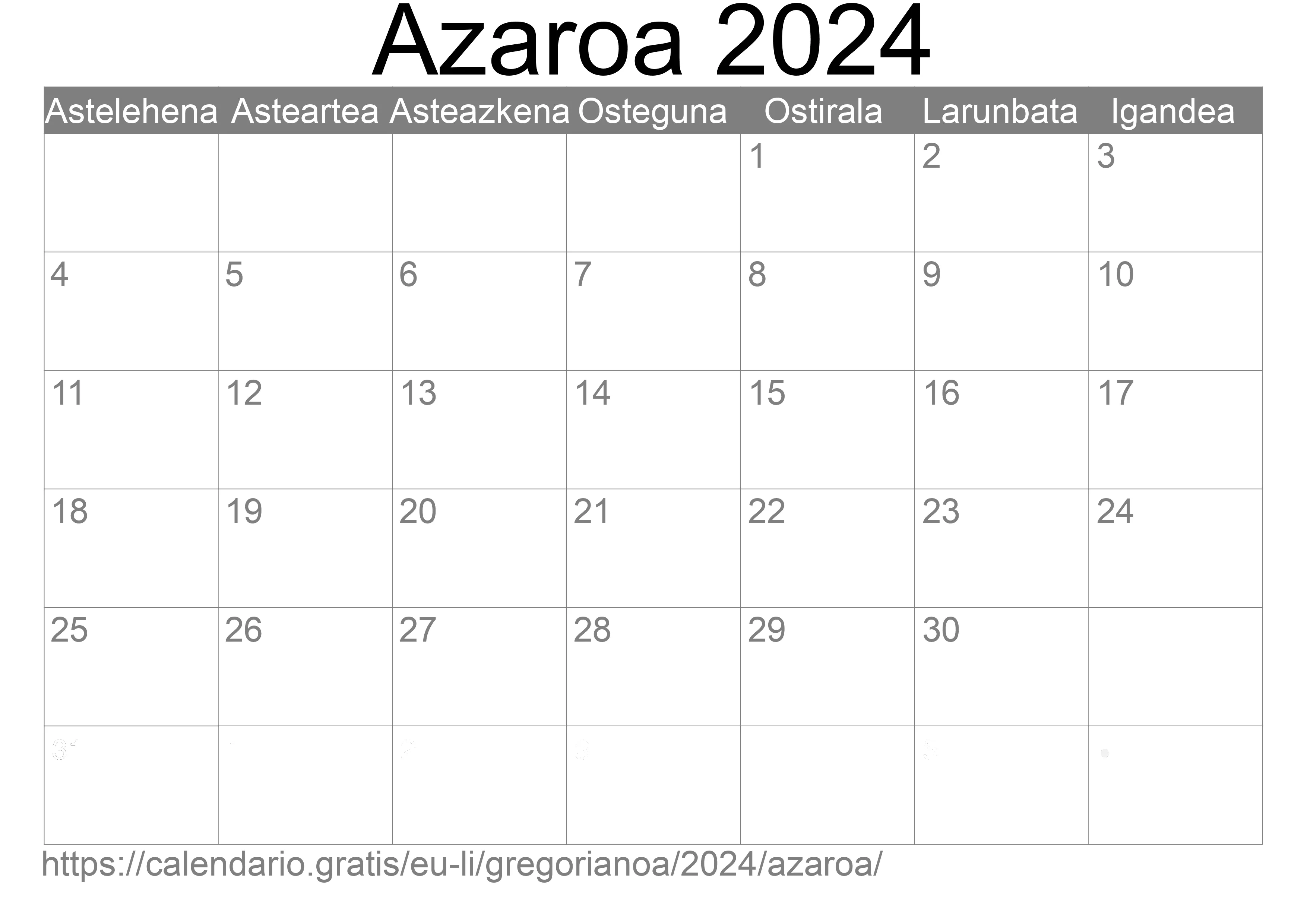 2024ko Azaroa egutegia inprimatzeko (Liechtenstein) 2024ko Azaroa egutegia inprimatzeko (Liechtenstein)