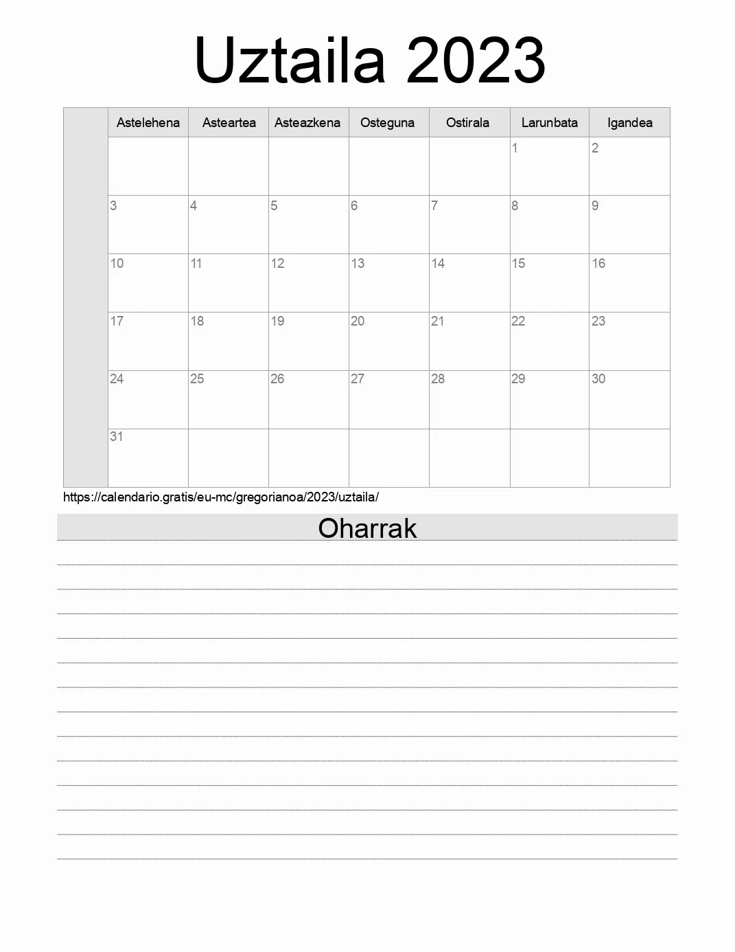 Inprimatzeko Uztaila 2023 egutegia, oharrekin. (Monako) Inprimatzeko Uztaila 2023 egutegia, oharrekin. (Monako)