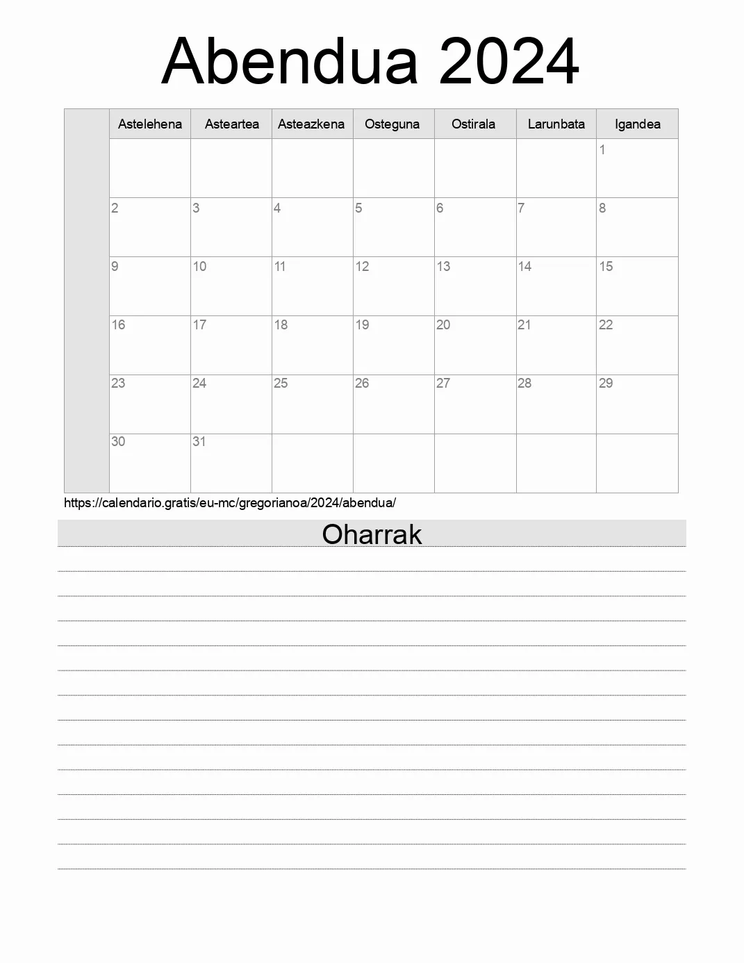 Inprimatzeko Abendua 2024 egutegia, oharrekin. (Monako) Inprimatzeko Abendua 2024 egutegia, oharrekin. (Monako)