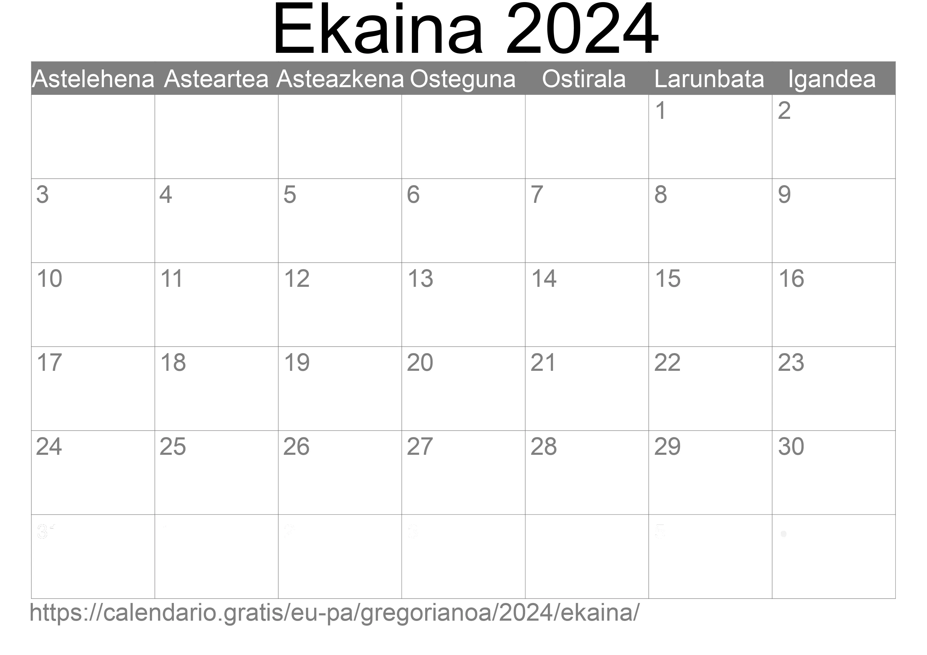 2024ko Ekaina egutegia inprimatzeko (Panama) 2024ko Ekaina egutegia inprimatzeko (Panama)