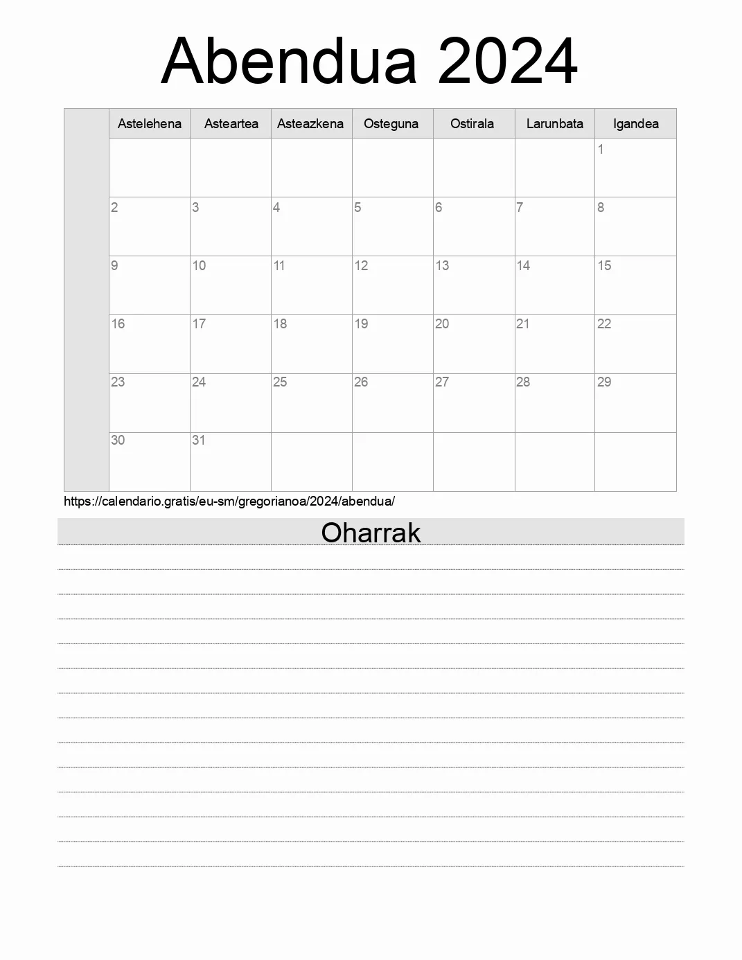 Inprimatzeko Abendua 2024 egutegia, oharrekin. (San Marino) Inprimatzeko Abendua 2024 egutegia, oharrekin. (San Marino)